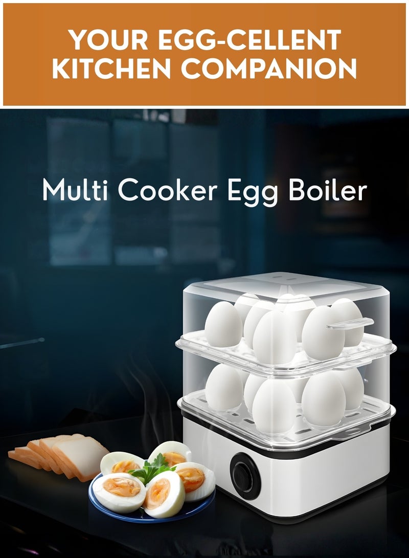 JUNI Electric Egg Boiler 7 Eggs with Egg Storage Tray Organizer – Automatic Rapid Egg Cooker & Steamer, Soft/Medium/Hard Boiled, Auto Shut-Off, Compact Kitchen & Fridge Egg Holder - Image 4